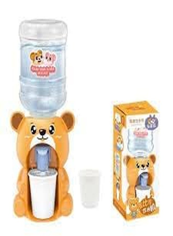 Fezeedi Plastic Water Dispenser Toy, Mini Water Dispenser for Children Mini Drinking Fountain Pumps Water Juice Milk Drinking Fountain Simulation Cartoon Kitchen Toy (Yellow Multicolor) - Image 3